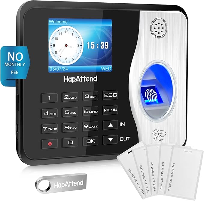 Time Clocks for Employees Small Business Automatic Calculate Hours, 0 Monthly by HapAttend