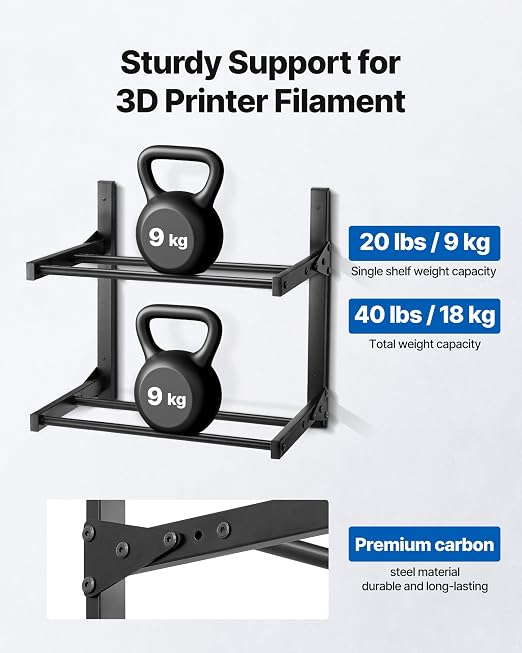 VEVOR Wall Mount Printer Filament Storage Rack, 2-Tier Wall Bracket Storage - Image 2