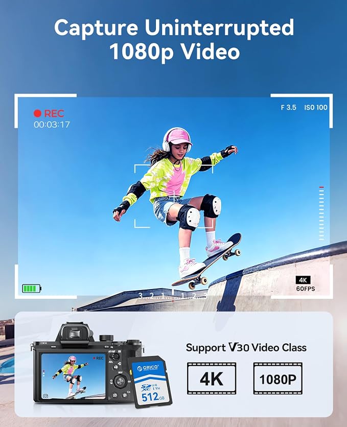 ORICO 256GB SDXC UHS-I Memory Card, 4K Full HD, 4K Video SD Card - Image 4
