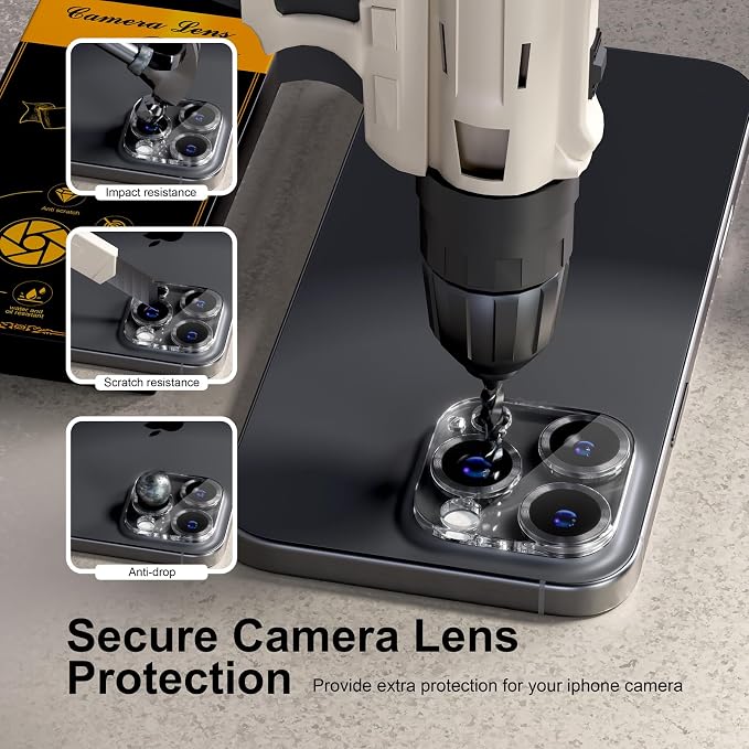 for 6 Pack iPhone 15 Pro/iPhone 15 Pro Max Camera Lens Protector 9H Tempered - Image 4