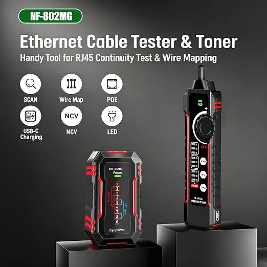 NF-802MG Network Cable Tester for POE/Cat5/Cat5e/Cat6/Cat6a CAT3 Phone Line - Image 2