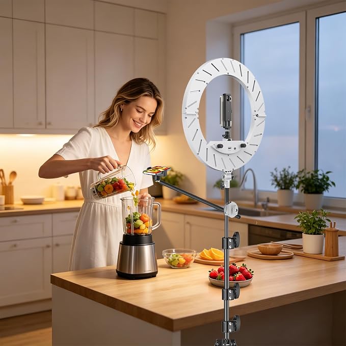 55W18 45cm Ring Light Kit 6700K Dimmable LEDRinglightTripod Stand Dual Phone - Image 6