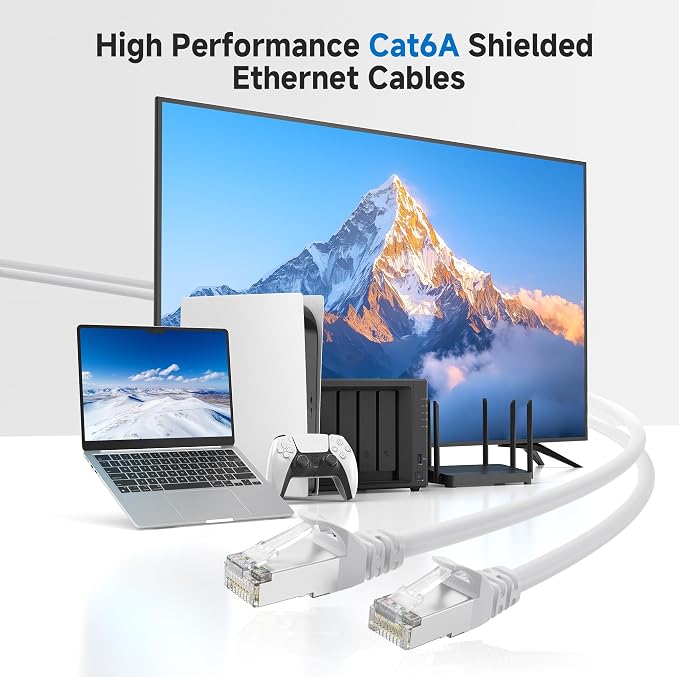 Cable Matters 10Gbps 5-Pack Snagless Shielded Cat 6A Ethernet Cable - 14ft - Image 2