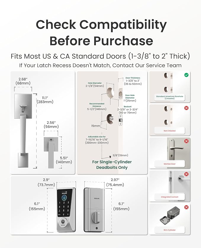 DESLOC Smart Lock D110 Plus, WiFi Fingerprint Smart Front Door Lock - Image 8