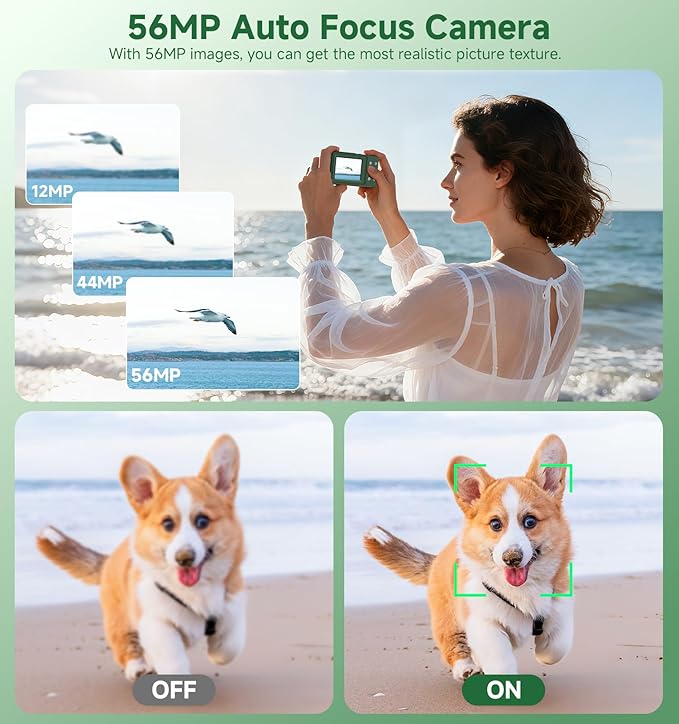 Digital Camera, 56MP Dual Screen Autofocus Vlogging Camera, 16X Zoom Point and - Image 3