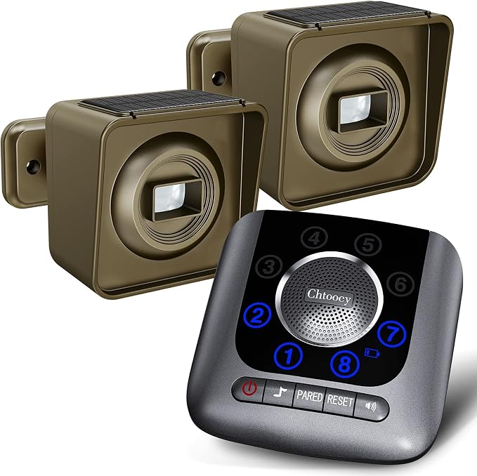 Solar Driveway Alarm Wireless Outside 1/2 Mile Long Range, 3 Sensitivity & by Chtoocy