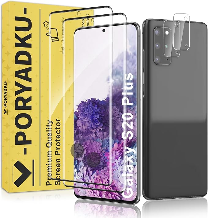 2+2 Pack for Samsung Galaxy S20 Plus Screen Protector and Camera Protector by JavoYion