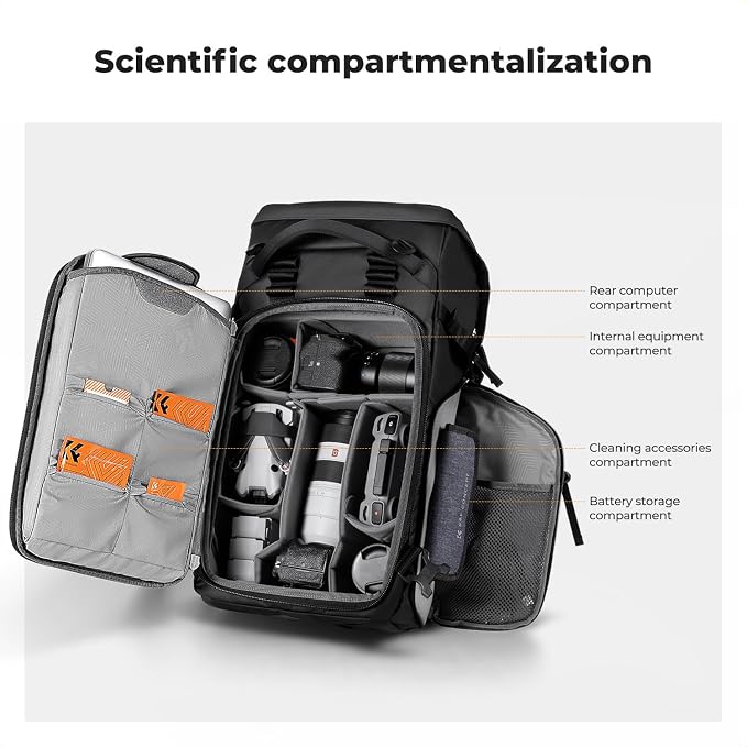K&F Concept Camera Backpack, 30L Large Capacity Camera Bag, Waterproof DSLR - Image 7