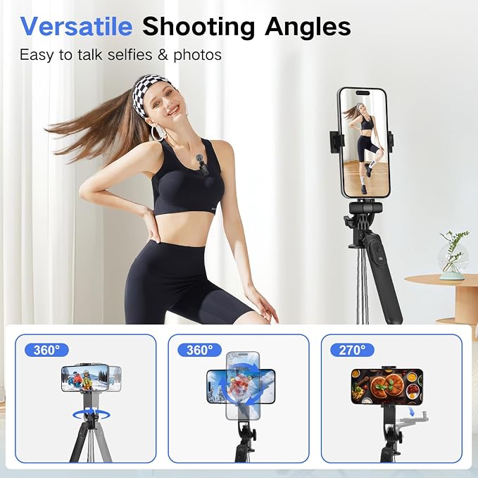 Vlogging Kit for iPhone/Android, Metal Selfie Stick Tripod for iPhone - Image 7