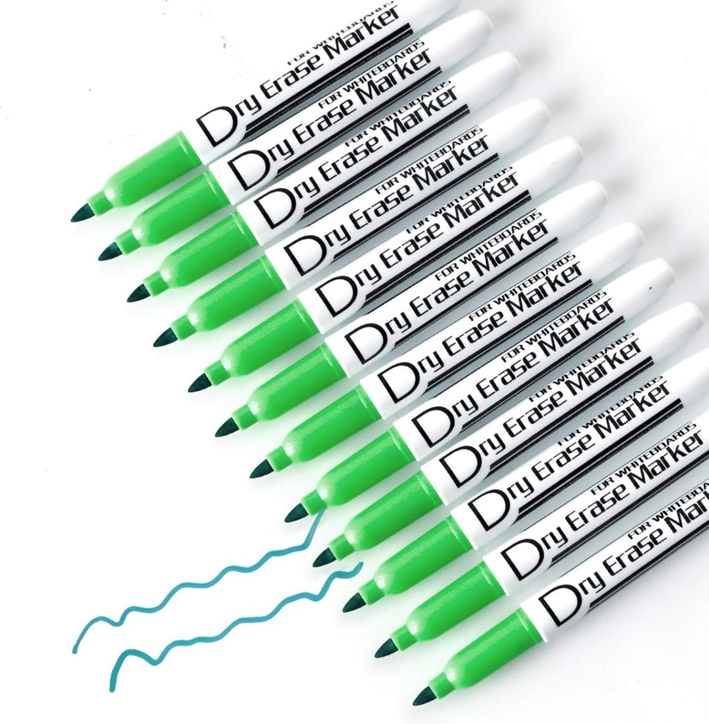 Volcanics Green Dry Erase Markers Low Odor Fine Whiteboard Markers Thin Box of 12