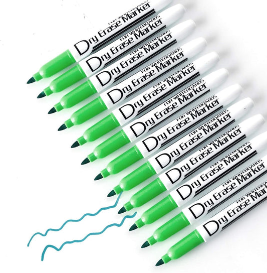 Volcanics Green Dry Erase Markers Low Odor Fine Whiteboard Markers Thin Box of 12