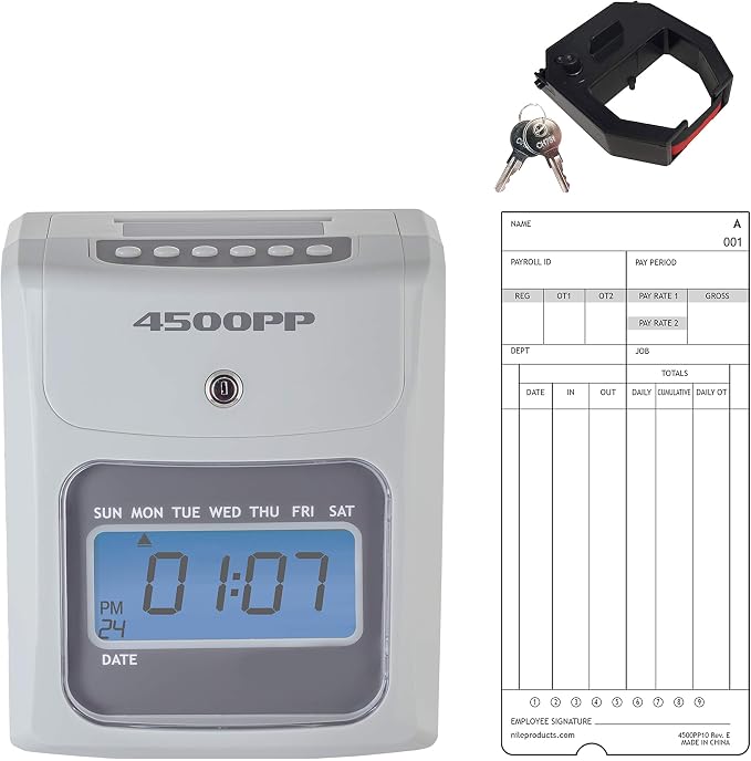 Nile Products - 4500PP Electronic Calculating Time Clock, Employees in/Out Time by Nile+Products