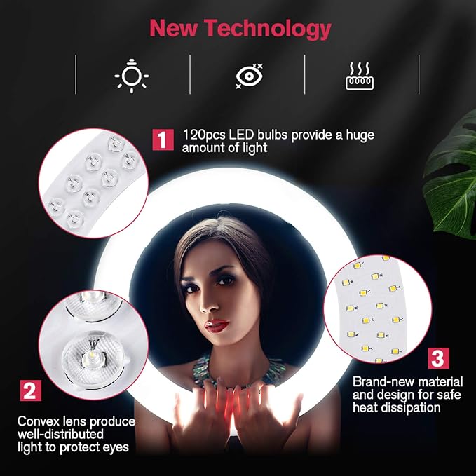18 inch LED Ring Light with Tripod Stand Dimmable Makeup Selfie Ring Light - Image 6
