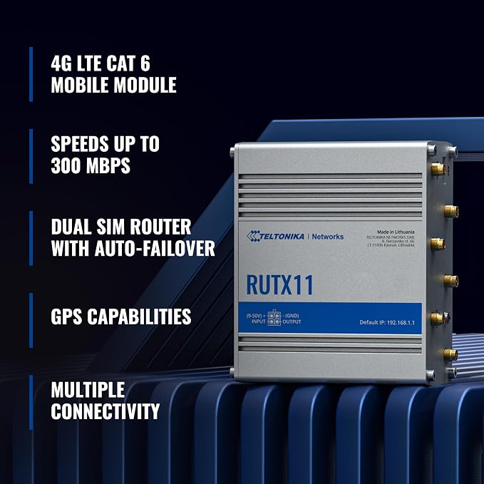 Teltonika RUTX11 Industrial Cellular WiFi Router Dual SIM Card Slot - 4G LTE - Image 2