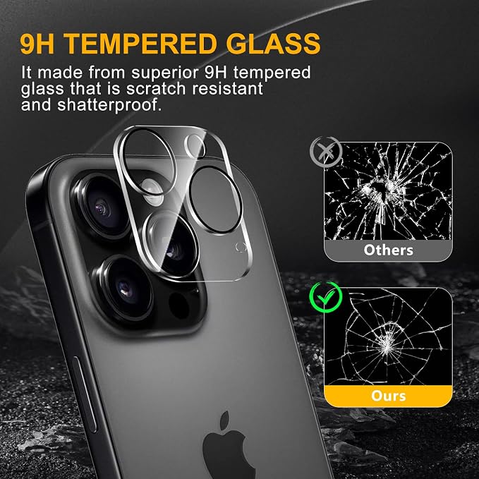 3 Pack Camera Lens Protector for iPhone 16 Pro/16 Pro Max, Tempered Glass - Image 7