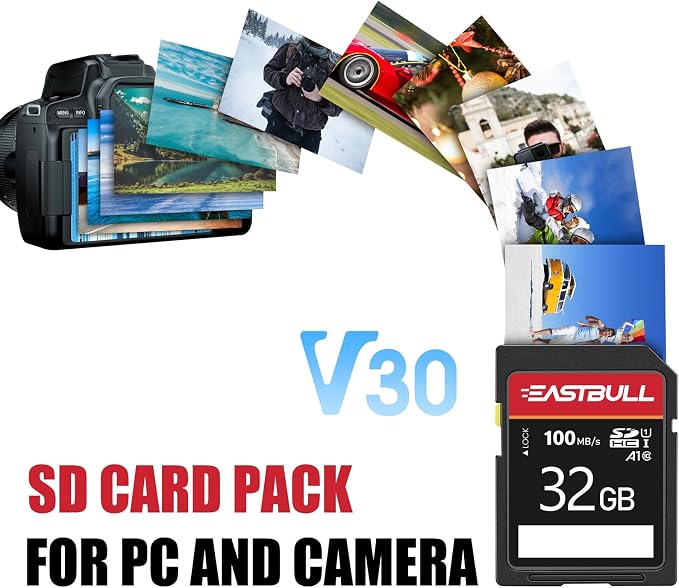 5-Pack of SD Card 32GB EASTBULL Class 10 SD Card U1 V30 High-Speed 100MB/s Read - Image 5