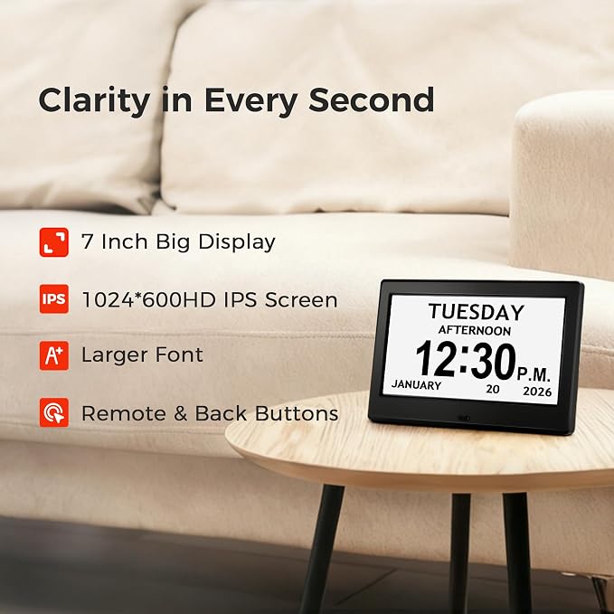7'' Digital Clock, Dementia Clock - Image 2