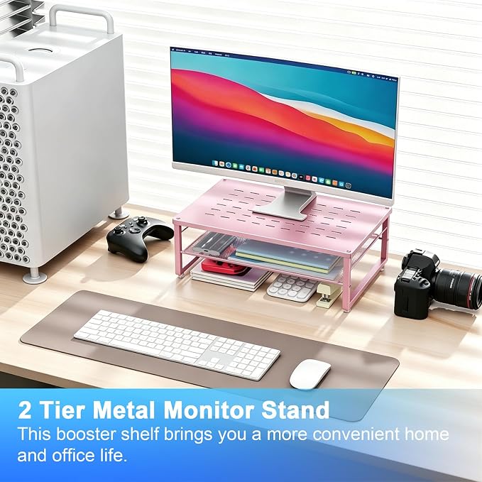 Gianotter 2-Tier Metal Monitor Stand Riser, Workspace Organizer - Image 2