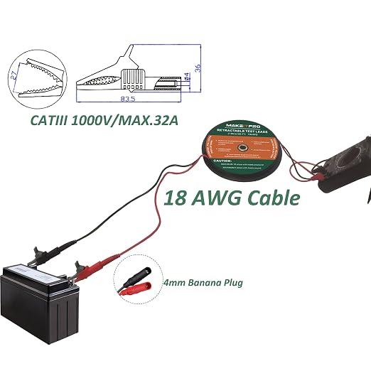 2 Wires 30FT 18AWG Retractable Test Leads - Image 7