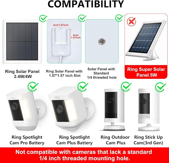 2-in-1 Wall Mount for Ring Solar Panel, Ring Stick Up Cam Battery, Spotlight - Image 2