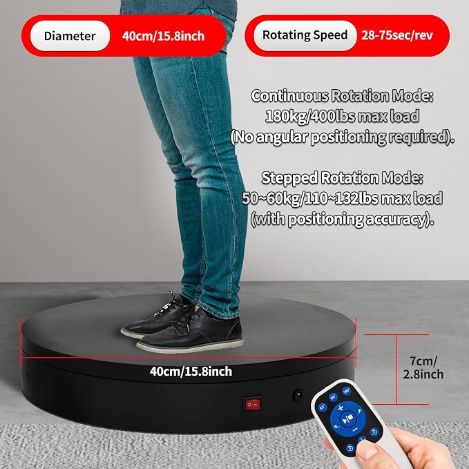 15.8In Remote Motorized Electric Turntable Rotating Display Stand Rotating - Image 7