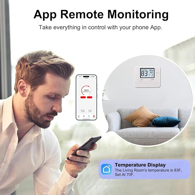 Heagstat WiFi Thermostats for Home Single-Stage 1Heat/ 1Cool, APP Remote Control - Image 2
