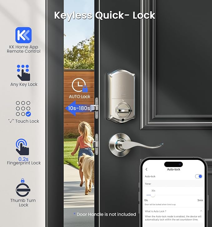 Veise VE017G Wi-Fi Keyless Entry Door Lock, App Remote & Voice Control - Image 9