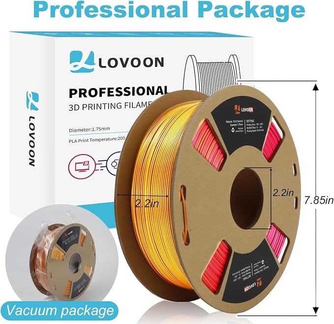 LOVOON 3D Printer Filament Tricolors, Color Change by Angle PLA Filament 1.75mm - Image 5