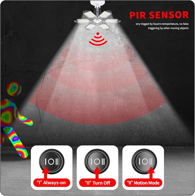 Motion Sensor Garage Light, 20000LM 200W Garage Lights Ceiling Led Motion - Image 4