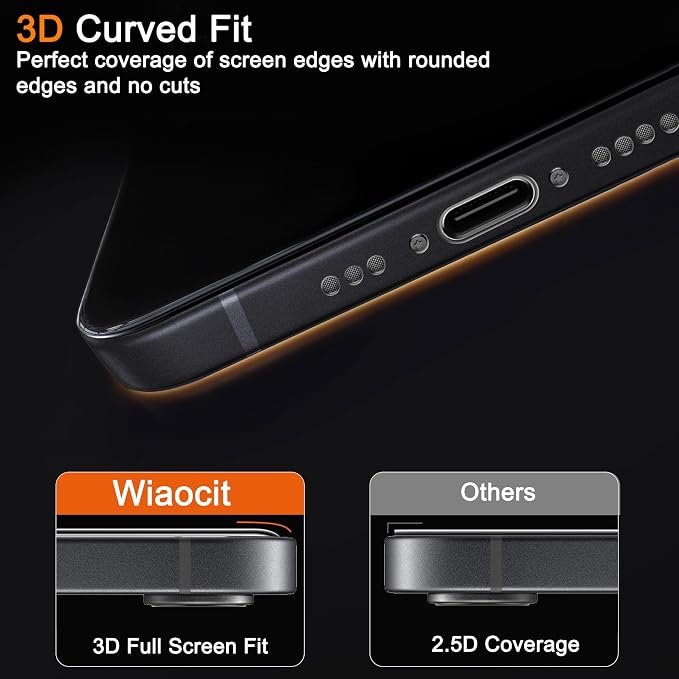Wiaocit 3 Pack Tempered Glass Privacy Screen Protector - Image 5