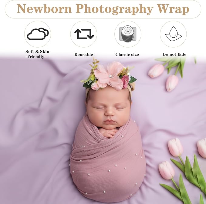 7 Pcs Baby Photoshoot Props Wrap Kit 3 Pieces Newborn Photography Props 4 - Image 4