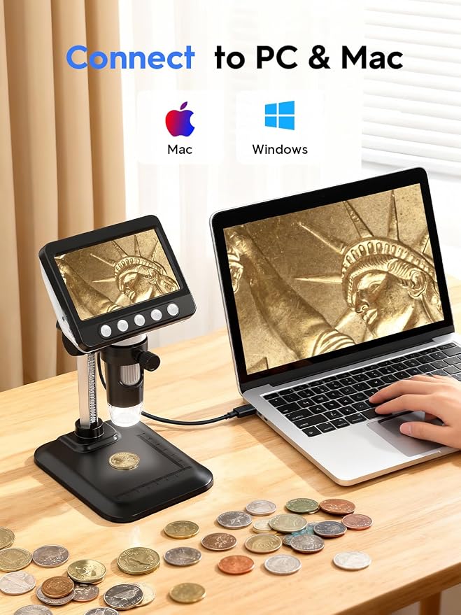Coin Microscope, 4.3" LCD USB Digital Microscope 1000X Coin Magnifier - Image 7