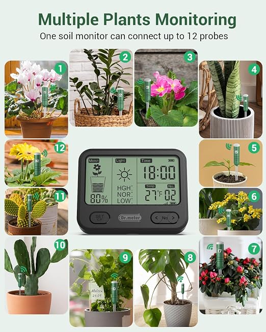 Dr.meter 4-in-1 Soil Moisture Meter, 300ft Wireless Soil Tester Sensor - Image 3