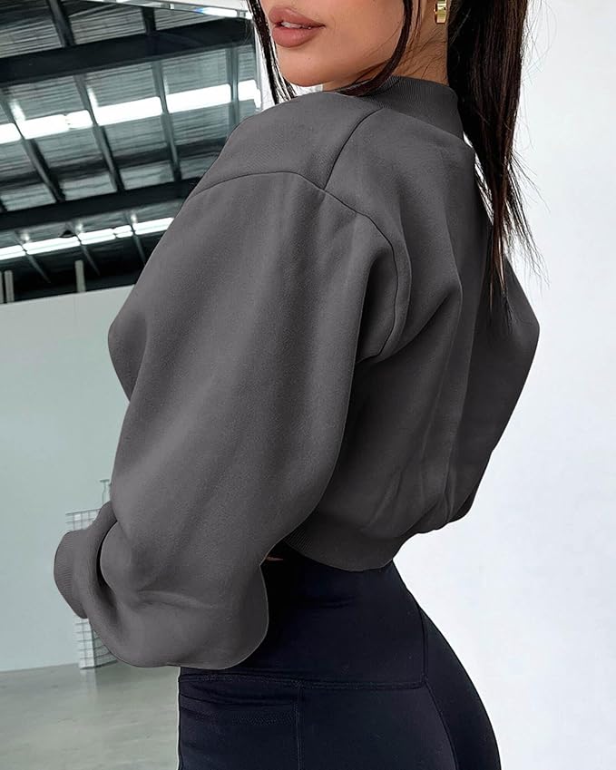 Zwurew Women's Bolero Shrug Long Sleeve Cropped Sweatshirt - Image 3
