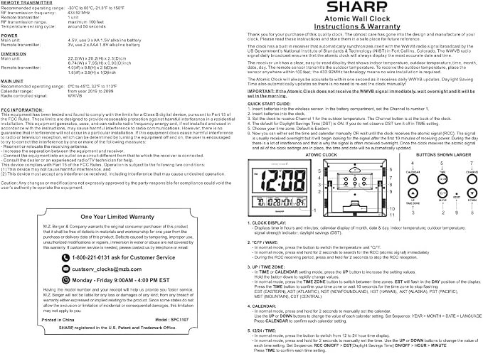 Sharp Atomic Clock – Never Needs Setting, Jumbo 3” Easy-Read Display, Indoor & - Image 6