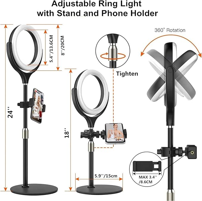 8 inch Desk Ring Light with Stand - Image 5
