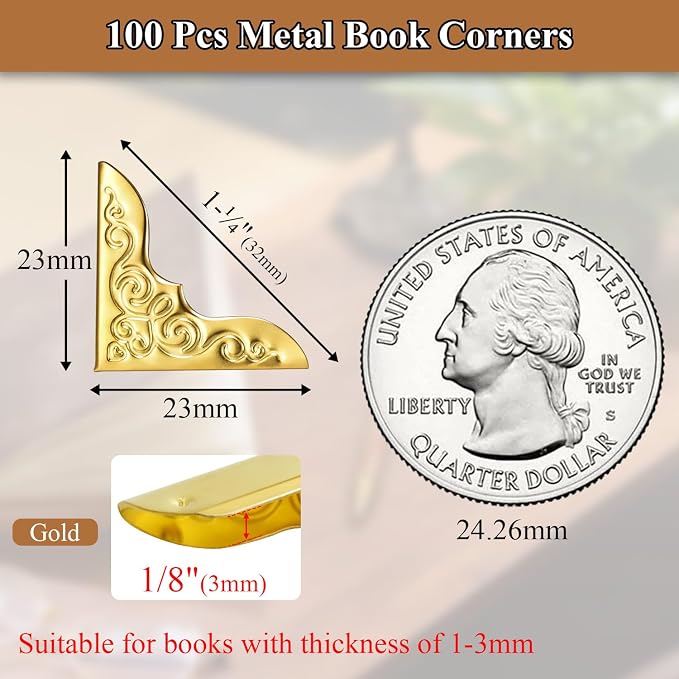 100pcs Metal Book Corner Protectors, Paperbacks Book Edge Protectors Picture - Image 2