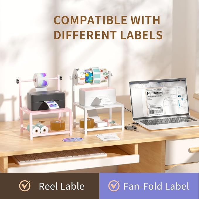 Label Holder for Rolls and Fan-Fold Labels, Sturdy Thermal Sticker Holder for - Image 2
