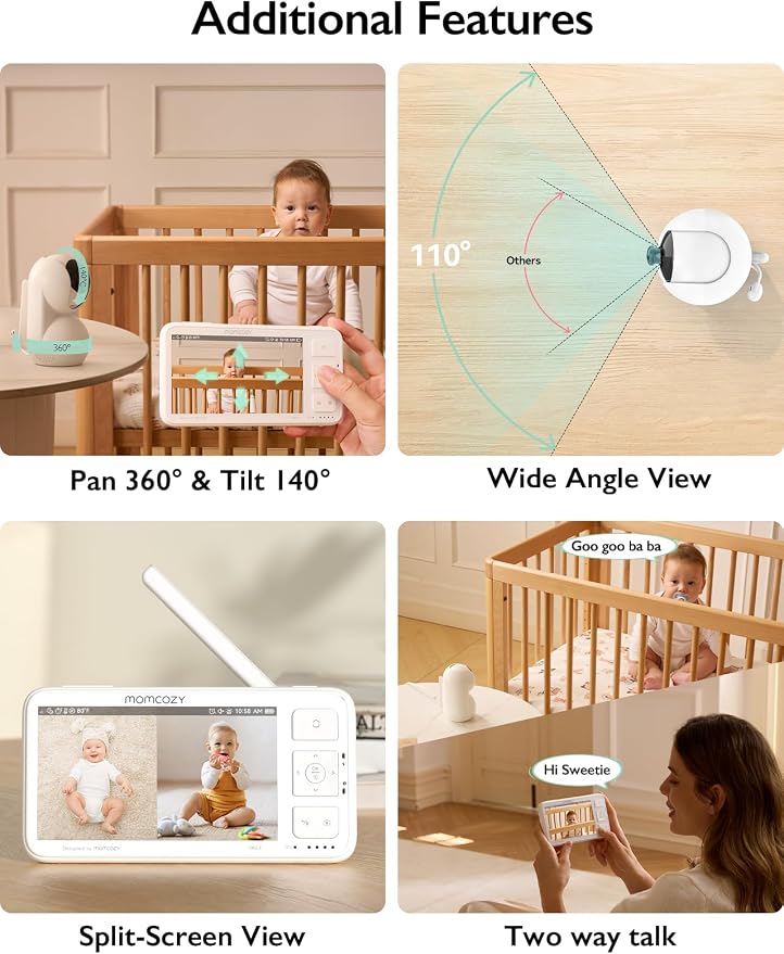 Momcozy Video Baby Monitor, 5.5” 1080P Full HD Baby Monitor - Image 8