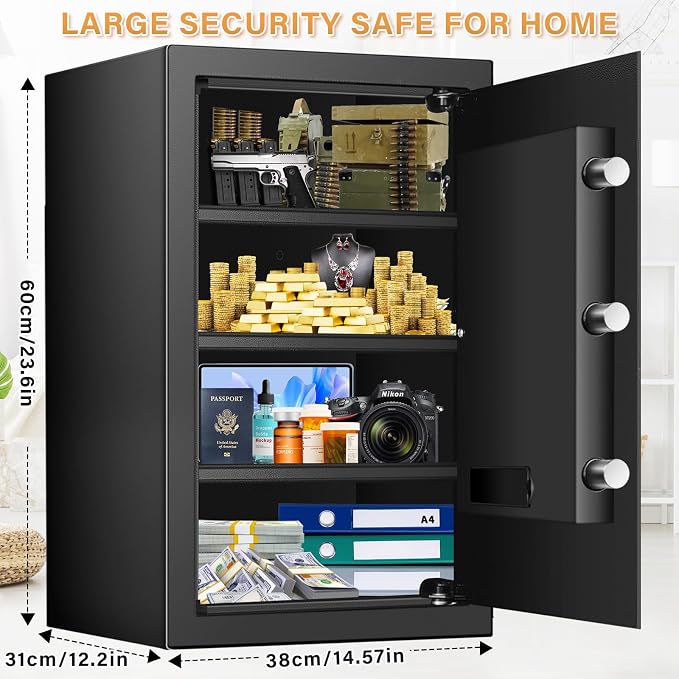 Large Safe Box with LED Light, Anti-theft Home Safe with Digital Keypad - Image 3
