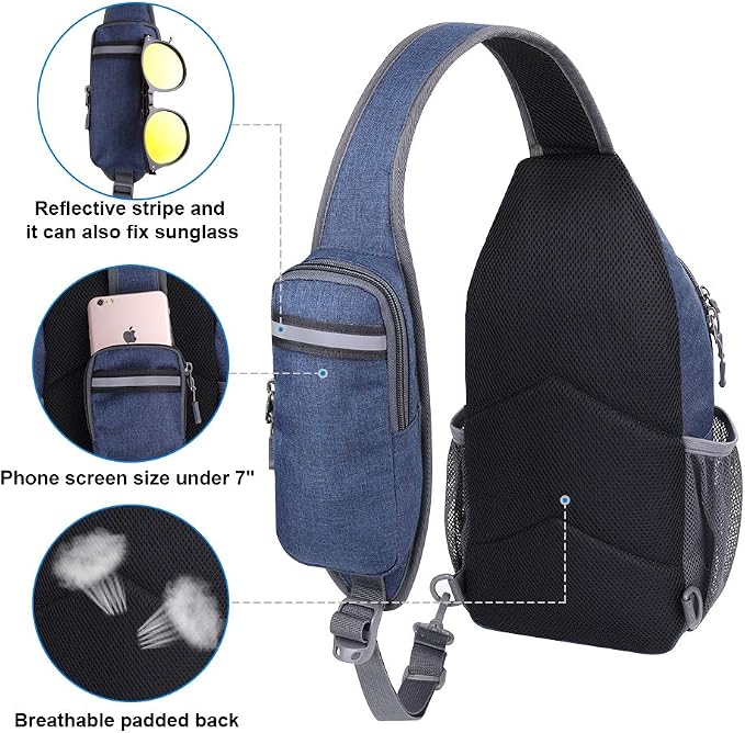 WATERFLY Crossbody Sling Backpack Sling Bag Travel Hiking Chest Bag Daypack - Image 3