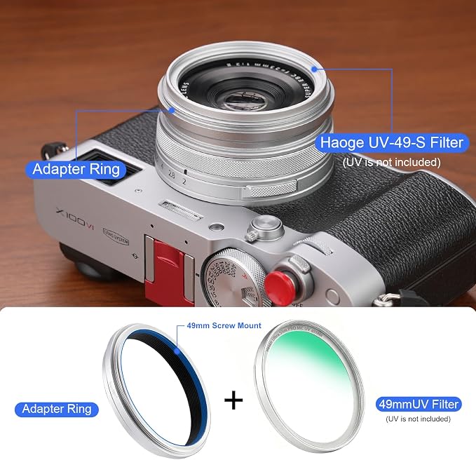 Haoge Lens Filter Adapter Ring for Fujifilm X100VI Fuji FinePix X100V Camera - Image 3