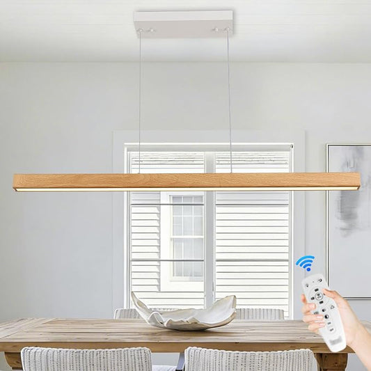 39" Linear Pendant Light Wood Grain Led Linear Pendant Light Fixtures Ceiling by LUMIFLYModernChandelier