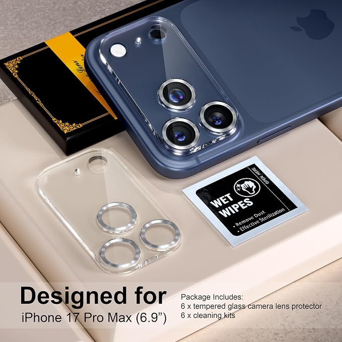 for 6 Pack iPhone 17 Pro Max Camera Lens Protector 9H Tempered Glass Camera - Image 2