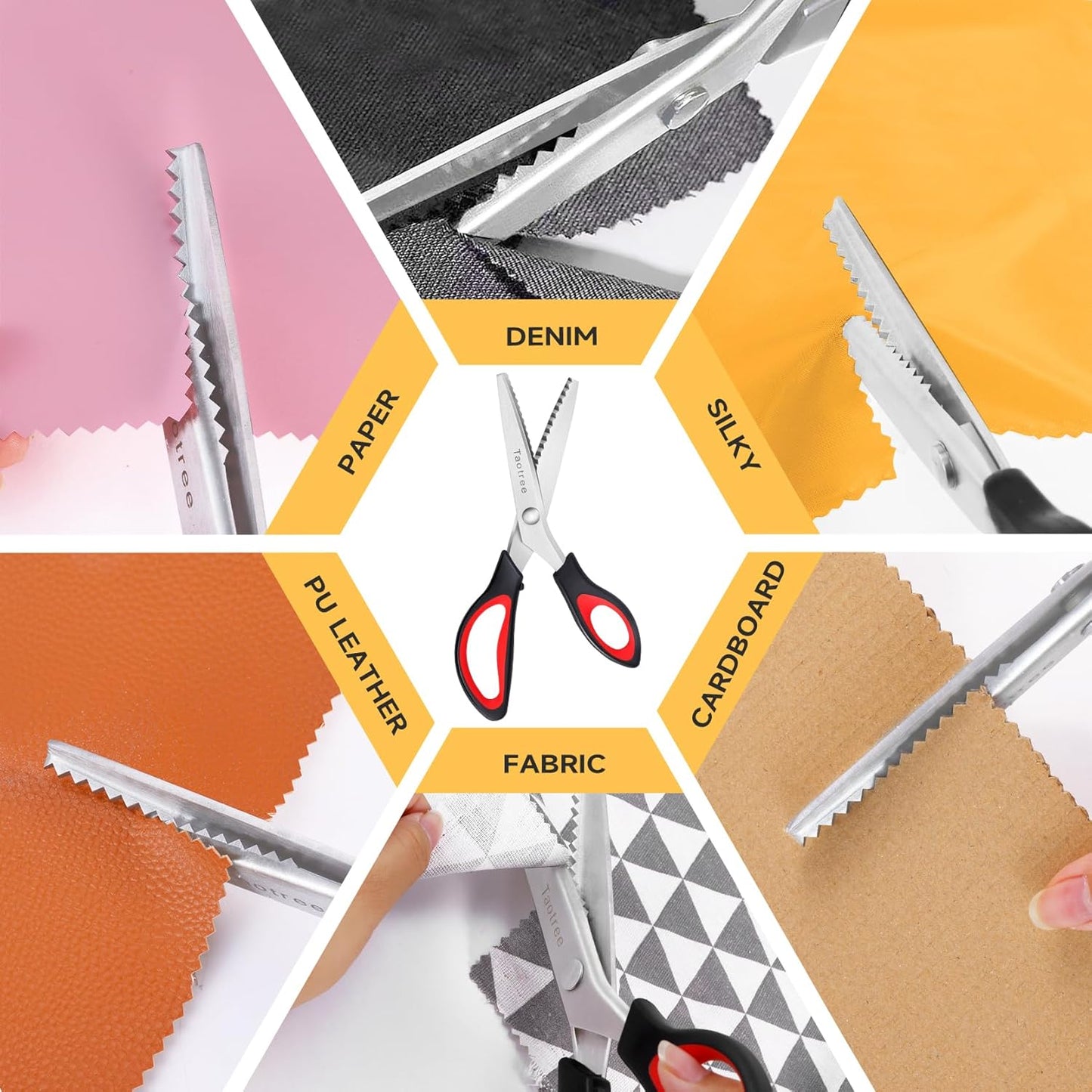Pinking Shears for Fabric Cutting, Taotree 9.5" Sewing Scissors, Zig Zag Craft Scissors Decorative Edge, Fabric Sewing Supplies, Professional Handheld Dressmaking Arts Crafting Scrapbooking Supplies