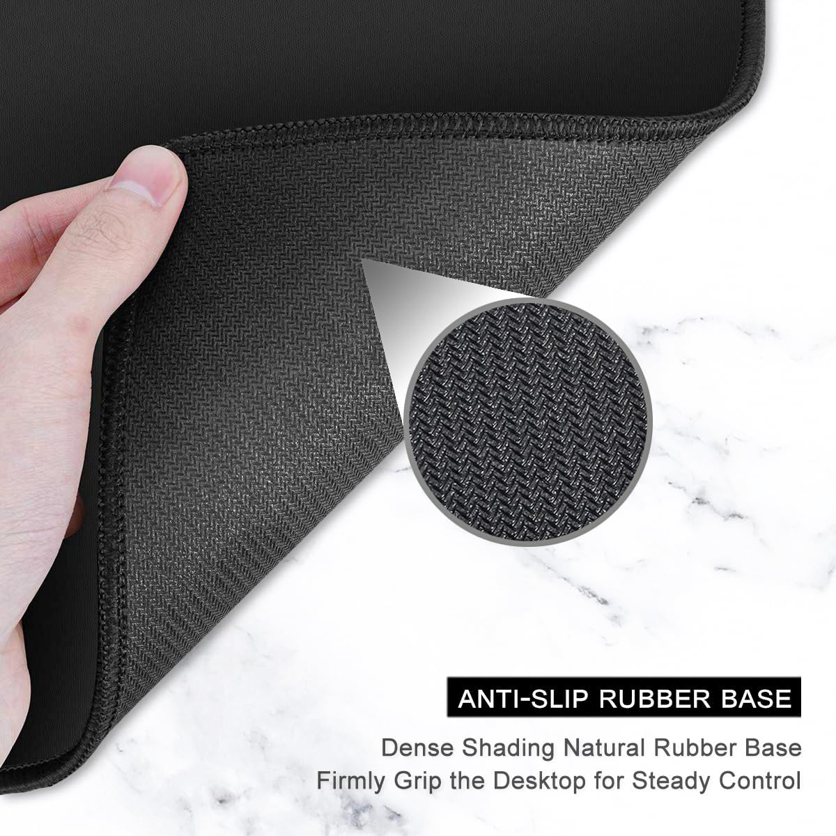 Auhoahsil Large Mouse Pad, XXL Gaming Mousepad, Desk Mat for Desktop, Thick Rubber, Big & Long Size, Stitched Edges, Full Desk Pad for Laptop & Computer, Extended 35.4 x 15.7 in, Pink Gold Marble