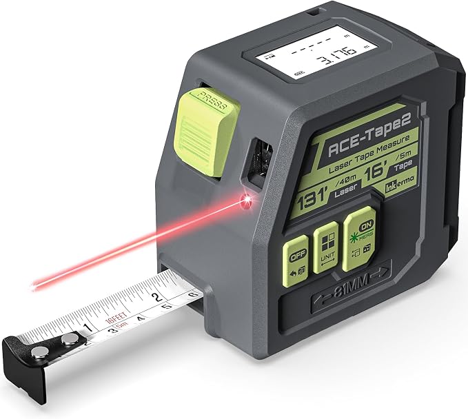 Laser Tape Measure 2-in-1, Inkerma 130Ft Laser Measurement Tool & 16Ft by INKERMA