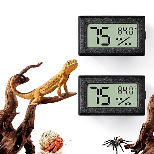 2 PCS Rectangle Reptile Thermometer and Humidity Gauge by BSRESIN