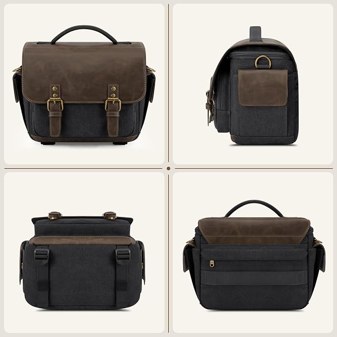 RAINSMORE Camera Bag, Vintage Canvas Camera Sling Bag Small Waterproof DSLR SLR - Image 8