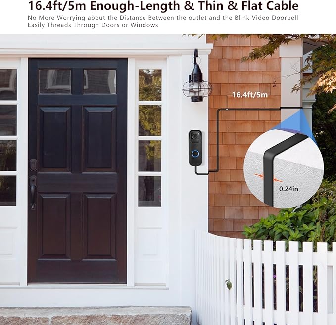 2in1 Power Cable with Adapter & Adhesive Doorbell Mount Compatible with Blink - Image 5